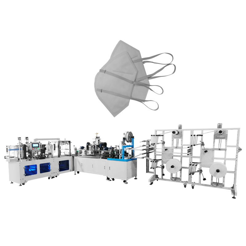 How should the fully automatic head-hanging folding mask machine be protected and inspected?
